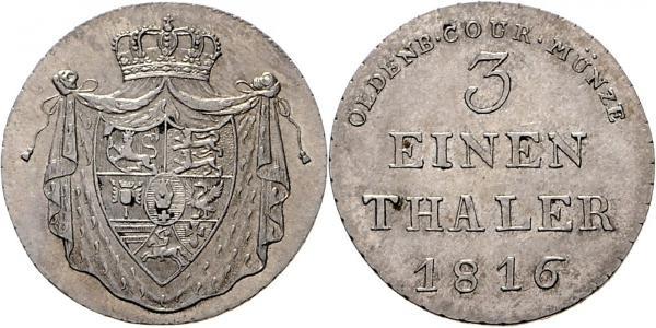 1/3 Thaler Grand Duchy of Oldenburg (1814 - 1918) Argento Pietro Federico Guglielmo di Oldenburg