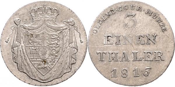 1/3 Thaler Grand Duchy of Oldenburg (1814 - 1918) Argento Pietro Federico Guglielmo di Oldenburg