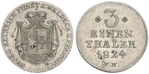 1/3 Thaler Waldeck (state) (1180 - 1918) Silver George II, Prince of Waldeck and Pyrmont