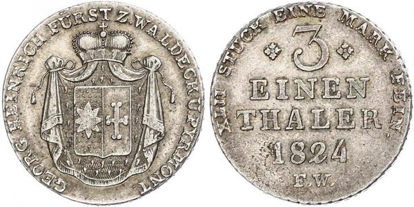 1/3 Thaler Waldeck (state) (1180 - 1918) Silver George II, Prince of Waldeck and Pyrmont