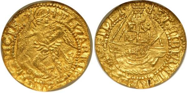 1/4 Angel 英格兰王国 金 Elizabeth I (1533-1603)