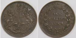 1/4 Anna British Raj (1858-1947) Copper 