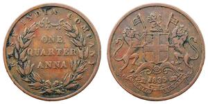 1/4 Anna British Raj (1858-1947) Copper 