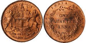 1/4 Anna British Raj (1858-1947) Copper 