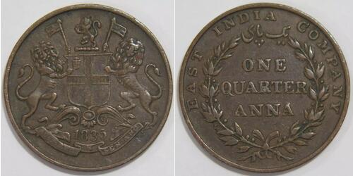 1/4 Anna British Raj (1858-1947) Copper 