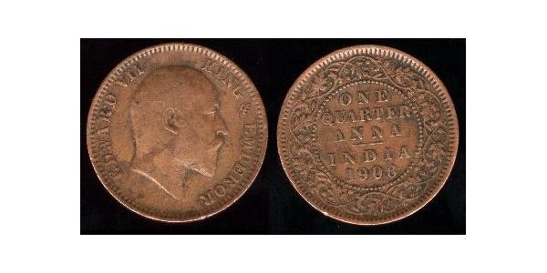 1/4 Anna British Raj (1858-1947) Copper 