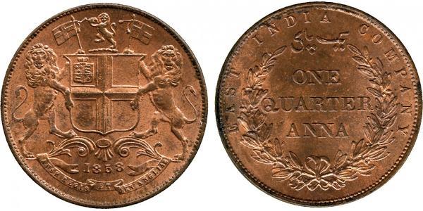 1/4 Anna British Raj (1858-1947) Copper 