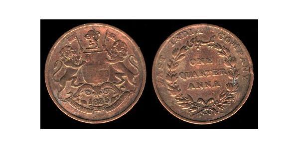 1/4 Anna British Raj (1858-1947) Copper 