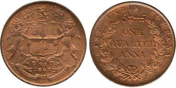 1/4 Anna British Raj (1858-1947) Copper 