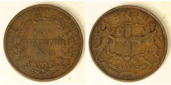 1/4 Anna British Raj (1858-1947) Copper 