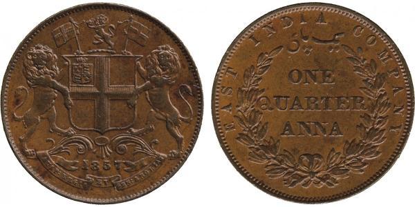 1/4 Anna British Raj (1858-1947) Copper 