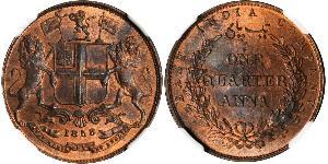 1/4 Anna Raj britannique (1858-1947) Cuivre 
