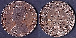 1/4 Anna British Raj (1858-1947)  Victoria (1819 - 1901)