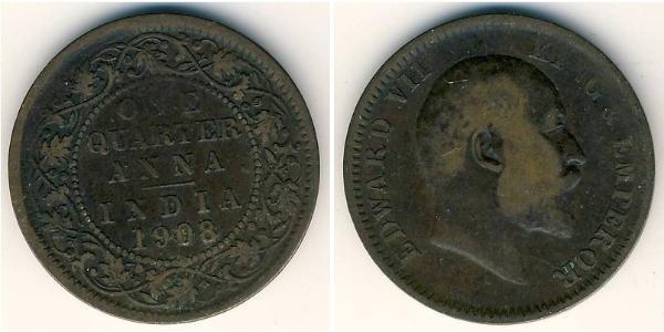 1/4 Anna 英属印度 (1858 - 1947) 銅 