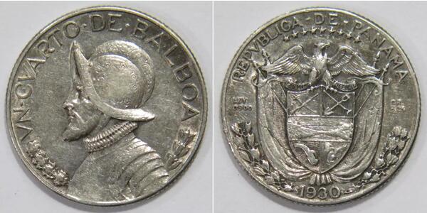 1/4 Balboa Panamá Plata Vasco Núñez de Balboa (1475 – 1519)