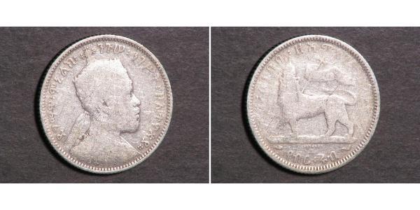 1/4 Birr Etiopia Argento Menelik II of Ethiopia ( 1844 -1913)