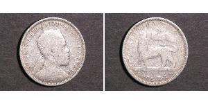 1/4 Birr Etiopía Plata Menelik II of Ethiopia ( 1844 -1913)