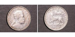 1/4 Birr Ethiopia Silver Menelik II of Ethiopia ( 1844 -1913)