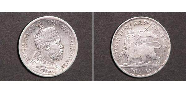 1/4 Birr Ethiopia Silver Menelik II of Ethiopia ( 1844 -1913)