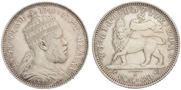 1/4 Birr Ethiopia Silver Menelik II of Ethiopia ( 1844 -1913)