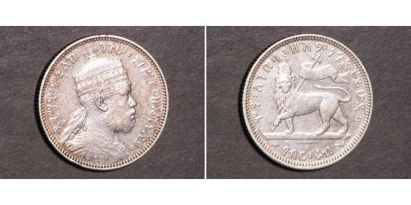 1/4 Birr Ефіопія Срібло Menelik II of Ethiopia ( 1844 -1913)