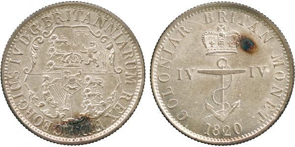 1/4 Dollar British Raj (1858-1947) Silver George IV (1762-1830)