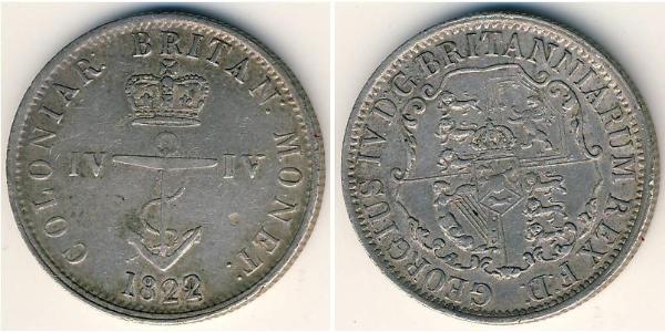 1/4 Dollar 英属印度 (1858 - 1947) 銀 喬治四世 (1762-1830)