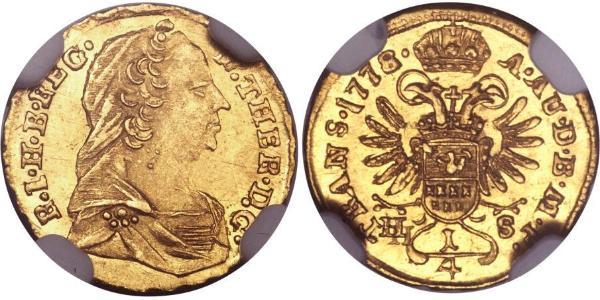 1/4 Ducat 神圣罗马帝国 (962 - 1806) 金 玛丽亚·特蕾西亚 (1717 - 1780)