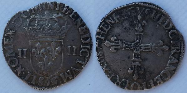 1/4 Ecu France Argent Henri III (roi de France)(1551 - 1589)