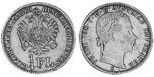 1/4 Florin Imperio austríaco (1804-1867) Plata 
