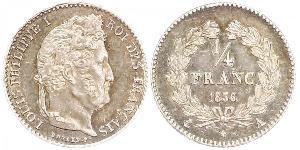 1/4 Franc Monarchia di Luglio (1830-1848) Argento Luigi Filippo di Francia (1773 -1850)