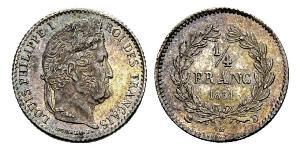 1/4 Franc July Monarchy (1830-1848) Silver Louis Philippe I of France (1773 -1850)