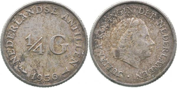 1/4 Gulden Antillas Neerlandesas (1954 – 2010) Plata Juliana of the Netherlands (1909 – 2004)