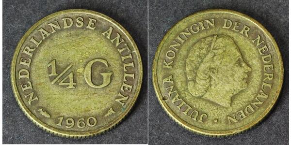 1/4 Gulden Antillas Neerlandesas (1954 – 2010) Plata Juliana of the Netherlands (1909 – 2004)