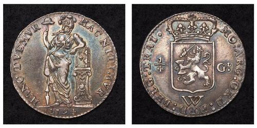 1/4 Gulden Netherlands Silver 