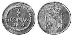 1/4 Kreuzer Margraviate of Baden (1112 - 1803) Cobre 