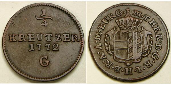 1/4 Kreuzer Austria  Copper 
