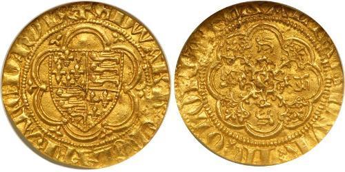 1/4 Noble Reino de Inglaterra (927-1649,1660-1707) Oro Eduardo III (1312-1377)