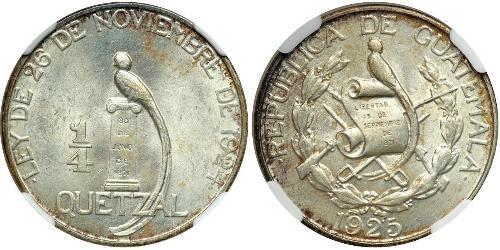 1/4 Quetzal Guatemala (1838 - ) Argent 