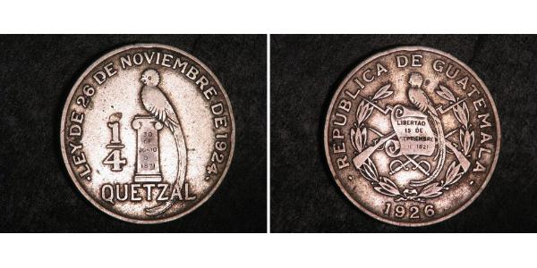 1/4 Quetzal Guatemala (1838 - ) Argent 