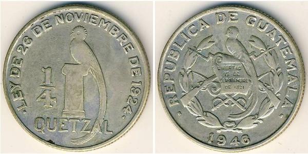 1/4 Quetzal Guatemala (1838 - ) Plata 