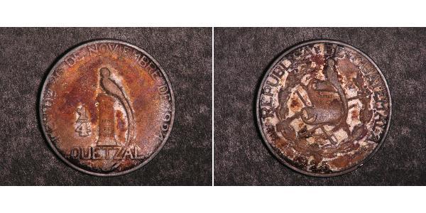 1/4 Quetzal República de Guatemala (1838 - ) Silber 