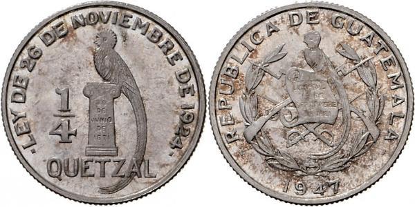 1/4 Quetzal Republic of Guatemala (1838 - ) Silver 