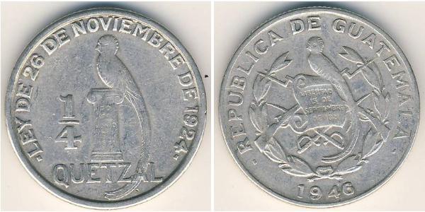 1/4 Quetzal Republic of Guatemala (1838 - ) Silver 