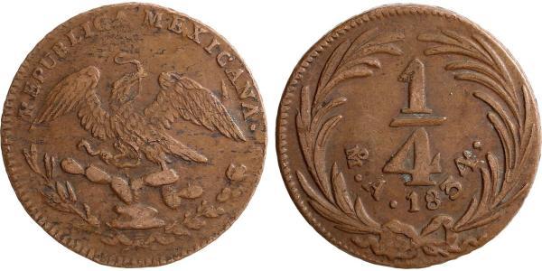 1/4 Real Second Federal Republic of Mexico (1846 - 1863) Copper 