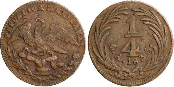 1/4 Real Second Federal Republic of Mexico (1846 - 1863) Copper 