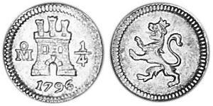 1/4 Real Virreinato de Nueva España (1519 - 1821) Plata 