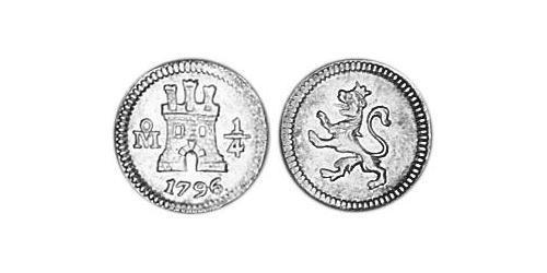 1/4 Real Virreinato de Nueva España (1519 - 1821) Plata 