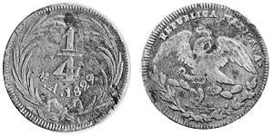 1/4 Real Second Federal Republic of Mexico (1846 - 1863) Rame 