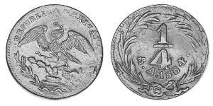 1/4 Real Second Federal Republic of Mexico (1846 - 1863) Rame 